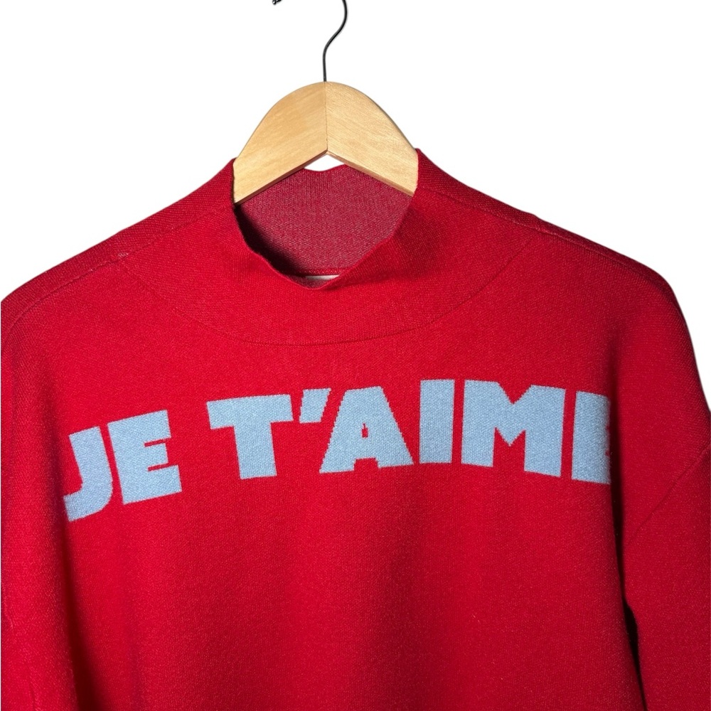 Maeve by Anthropologie Carys Je T’aime Mock Neck Sweater Red EUC - Picture 2 of 7